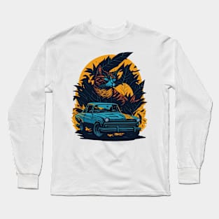 Retro Car & Cat Long Sleeve T-Shirt